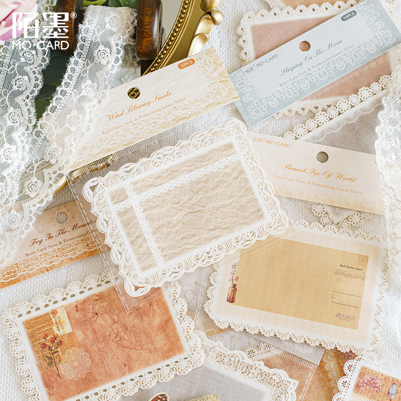 Mo Mo Hollow Notes Glossy Diffuse Series Lace Handbag Decoration Material Note Paper 10 pieces