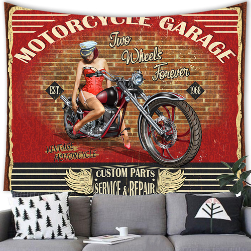 Cross-border supply American retro motorcycle peach skin tapestry wall hanging manufacturer supply picture G193