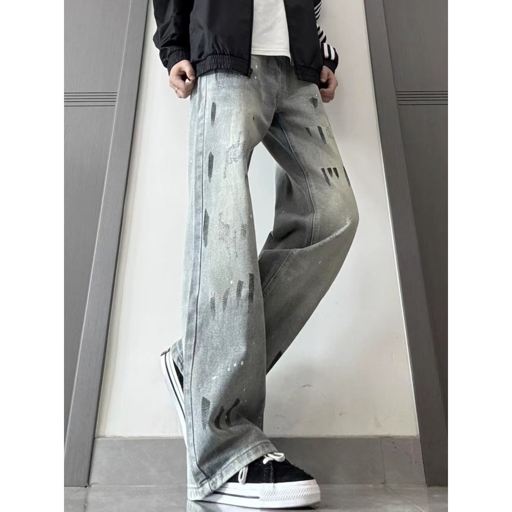 Pantalones Jeans Rectos de Tiro Alto para Hombre de Mezclilla para Uso Diario