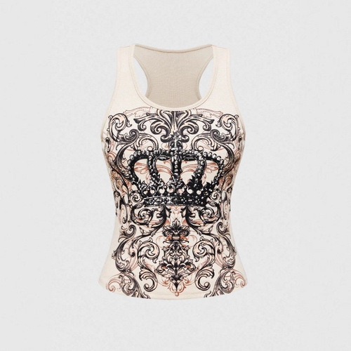 2026 summer European and American vest punk top printed suspender hot girl women's retro T-shirt wholesale
