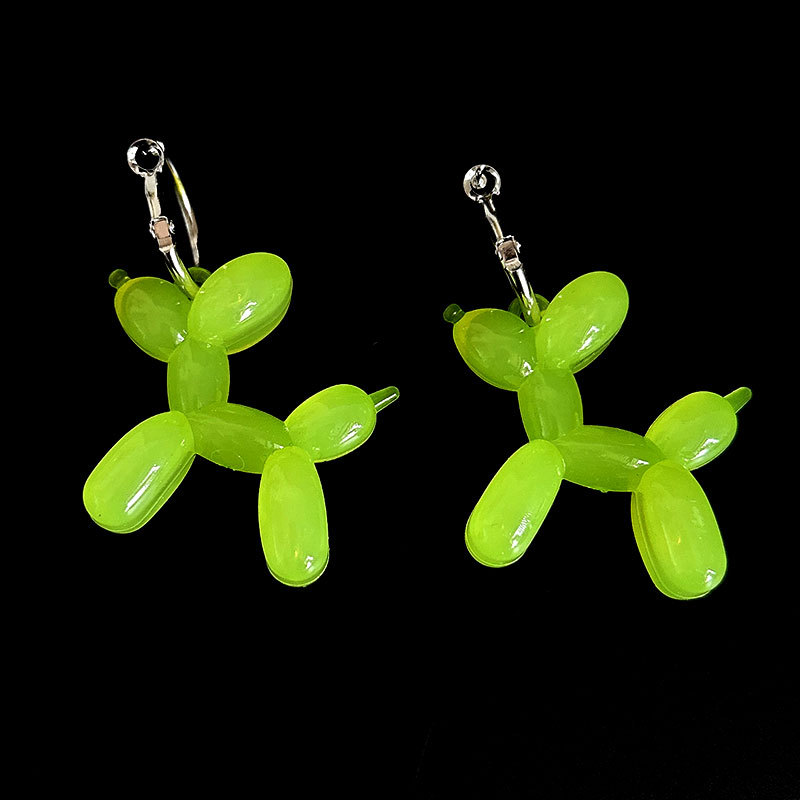 Fashion Gold Earrings Purple Jelly Dog Earrings Acrylic Balloon Dog