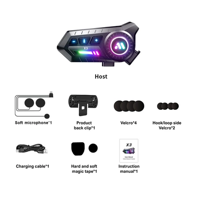 X3 Helmet Bluetooth Headset Waterproof Noise Reduction Motorcycle Headset Cycling Helmet Headset Heavy Bass New Headset (Motorcycle Helmet Headset) - x3-soft-wheat-english-version