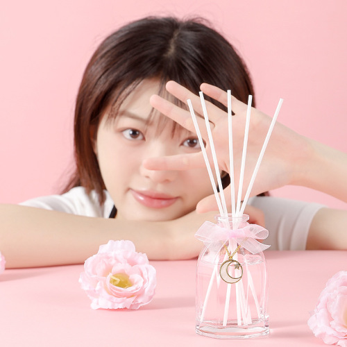 Pink octagonal bottle fire-free rattan aromatherapy essential oil air freshener indoor hotel bathroom home furnishings