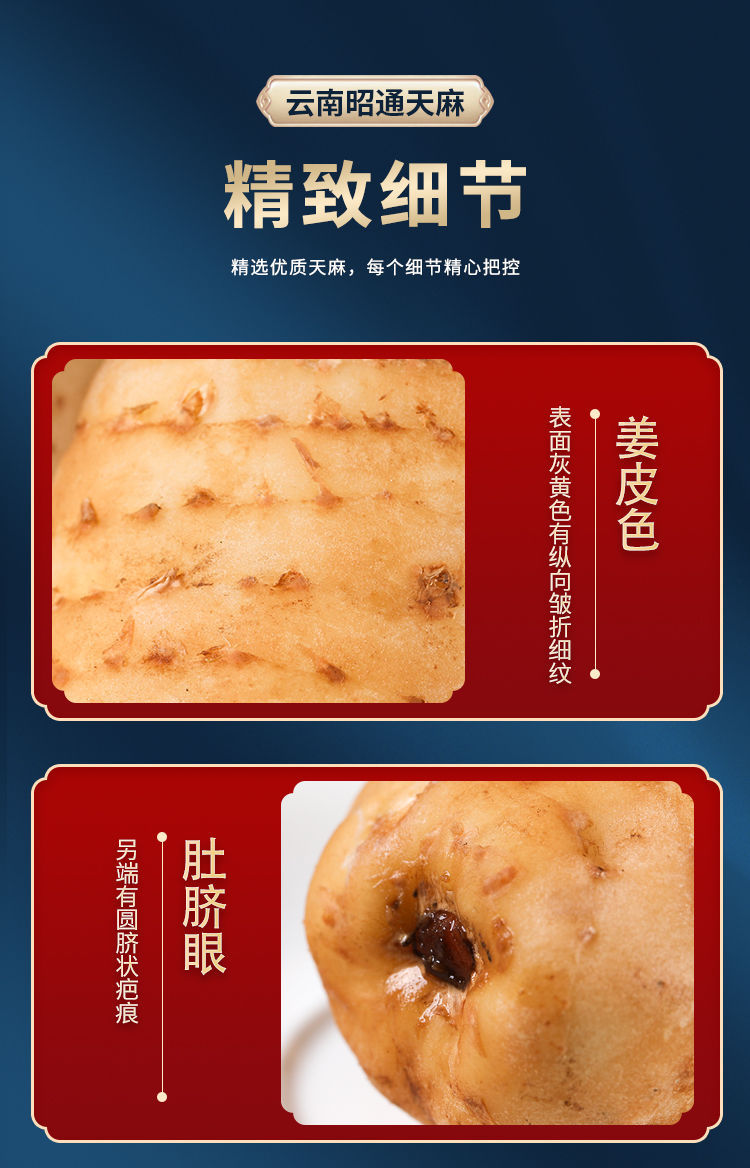 Fresh Wild-Simulated Black Gastrodia Tian Ma 500g Gift Box Yunnan Zhaotong Xiaocaoba Newly Harvested specifications