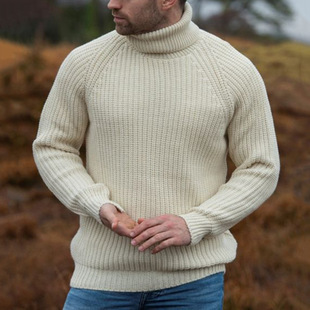 Amazon Foreign Trade Independent Station New Men's European and American Autumn and Winter High-Neck Knitwear Loose Long-Sleeved Pullover Knitwear