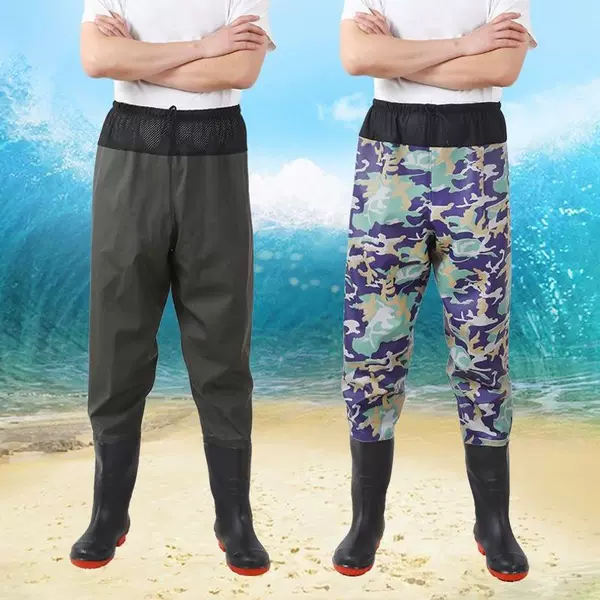 Waist-high waterproof wading pants, thickened split-leg pants, new half-length waterproof pants, fishing pants, rain pants, fishing wading pants