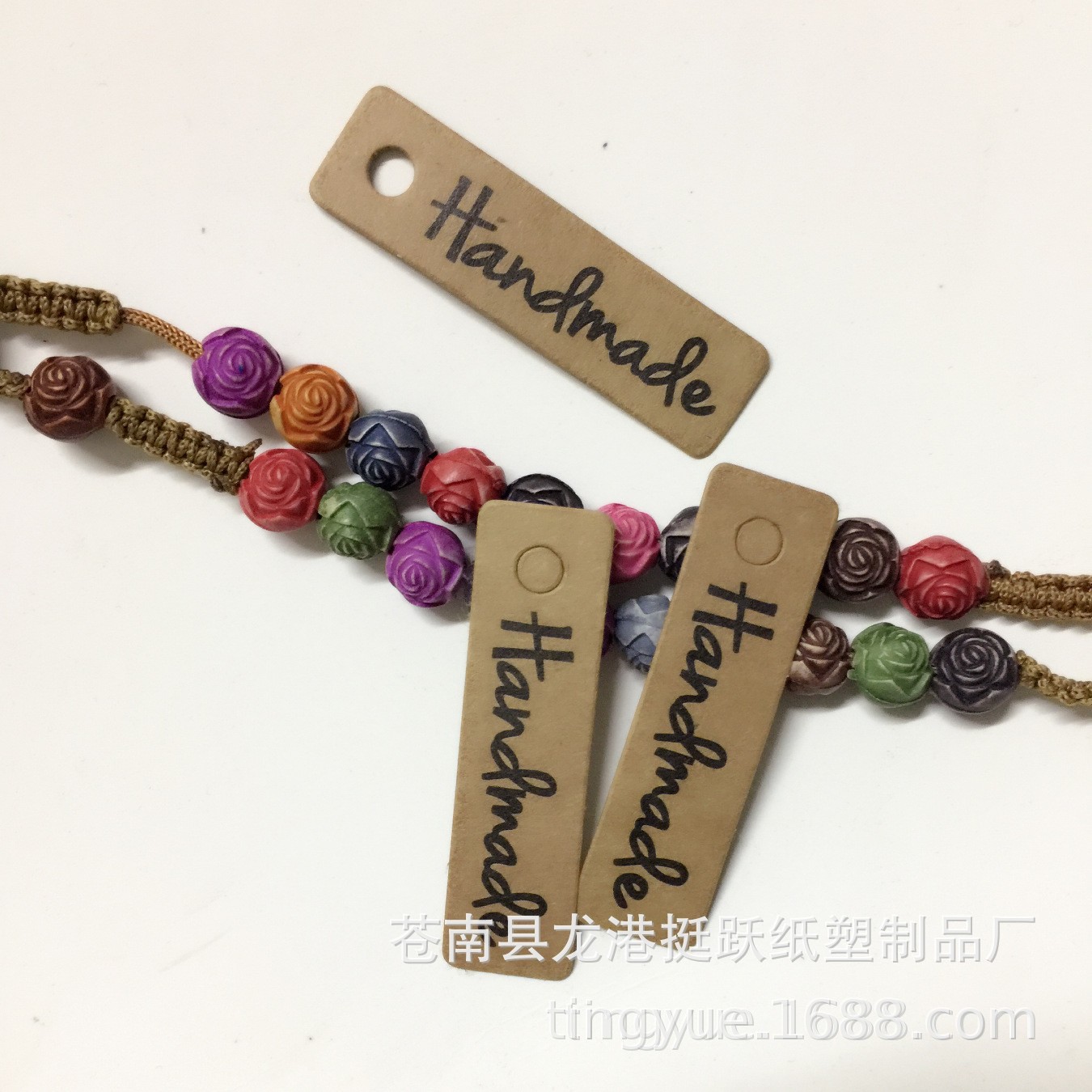 现货Handmade书签爱心瓶子长条波浪牛皮纸吊牌DIY标签情人节婚庆