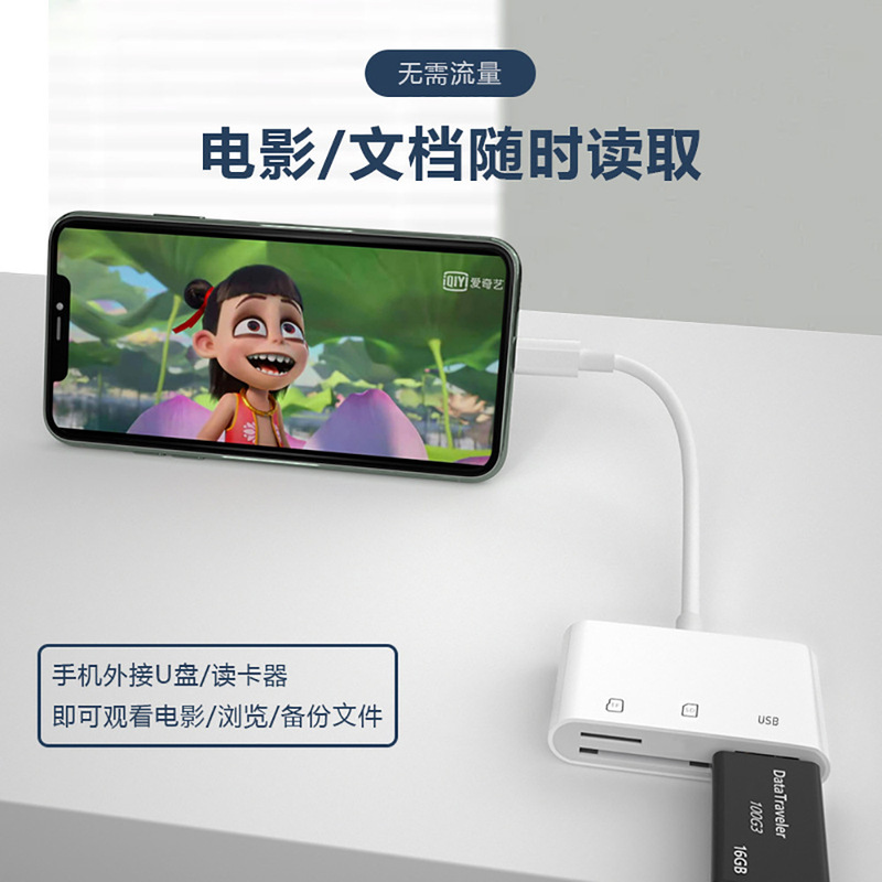アップルの携帯電話tfカードリーダーメモリカードカメラ多機能四合一sdカード高速アダプタに適しています|undefined