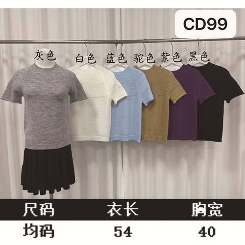 Minimalist style threaded short-sleeved sweater sweater for women's autumn and winter 2026 new style semi-high collar small soft waxy top trend