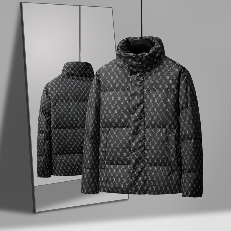 Men's Clothing 2024 hoodless jacket men's trendy brand trendy wide version lapel Silk cotton jacket fashionable foreign words_voghion.com