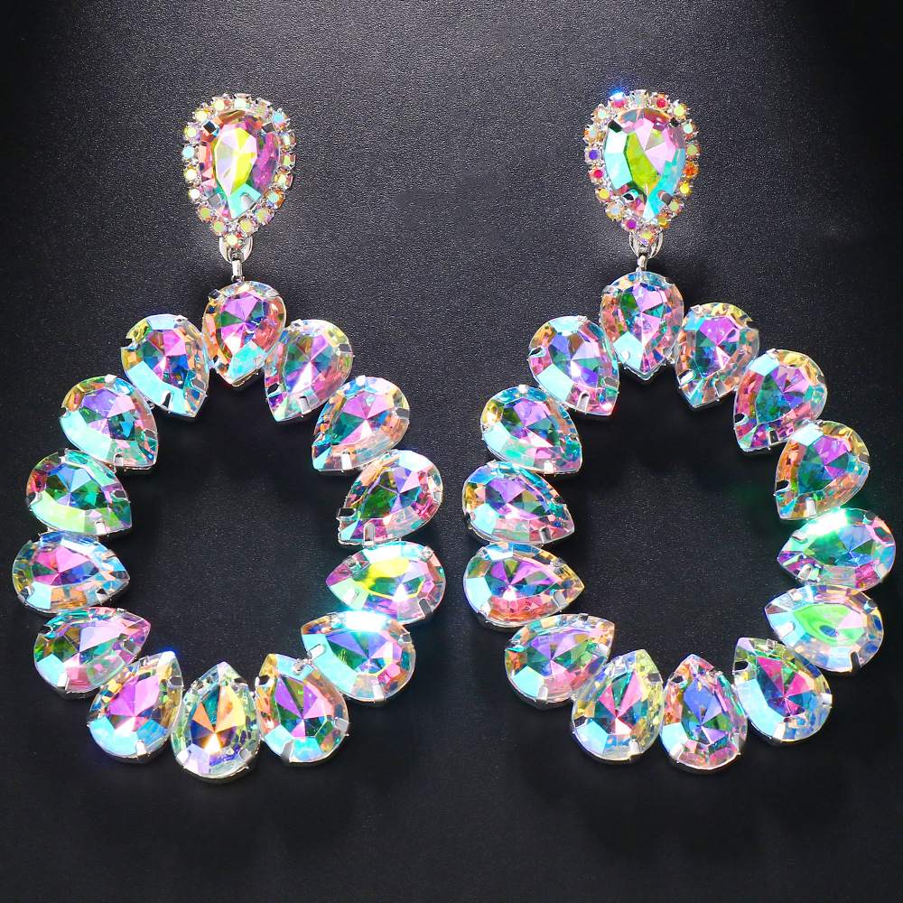 Moda transfronteriza pendientes de diamantes de imitación accesorios europeos y americanos sexy exagerado completo diamante gota de agua pendientes accesorios personalizados pendiente image 3
