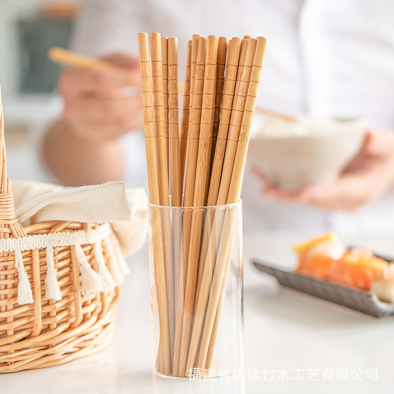 Venta caliente 20 pares de palillos de bambú de alta calidad hogar sin pintar y sin cera palillos Hotel vajilla traje