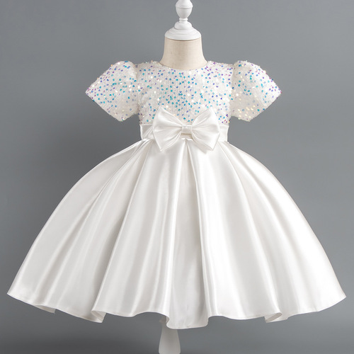 Children's clothing wedding dress princess dress purple dress bow dress for small and middle children's performance clothes baby dress