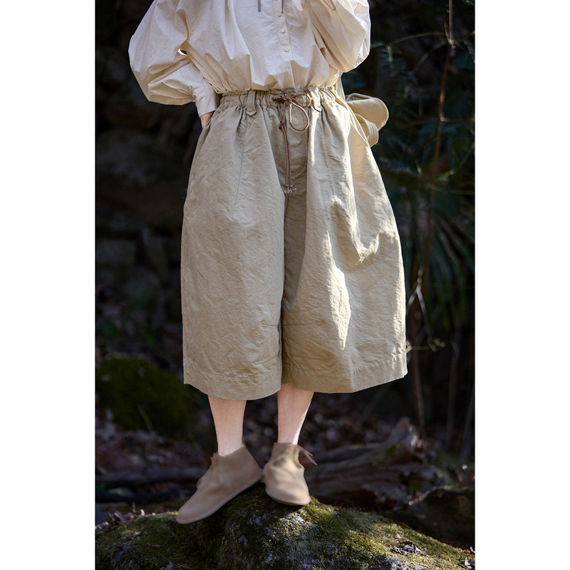 Summer New Style Vintage Original Khaki Cotton Elastic Waist Stylish Versatile Seven-Point Desert Shorts