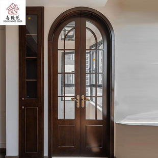 Light Luxury French Solid Wood Arc Door with Lacquer Trim, Bedroom and Kitchen Solid Wood Door Set, Direct from the Factory