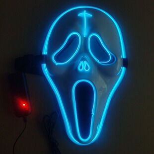 Cross-border Hot Sale Halloween New Shining Light Scream Mask Skull Shining Plastic Horror Shining Mask LED