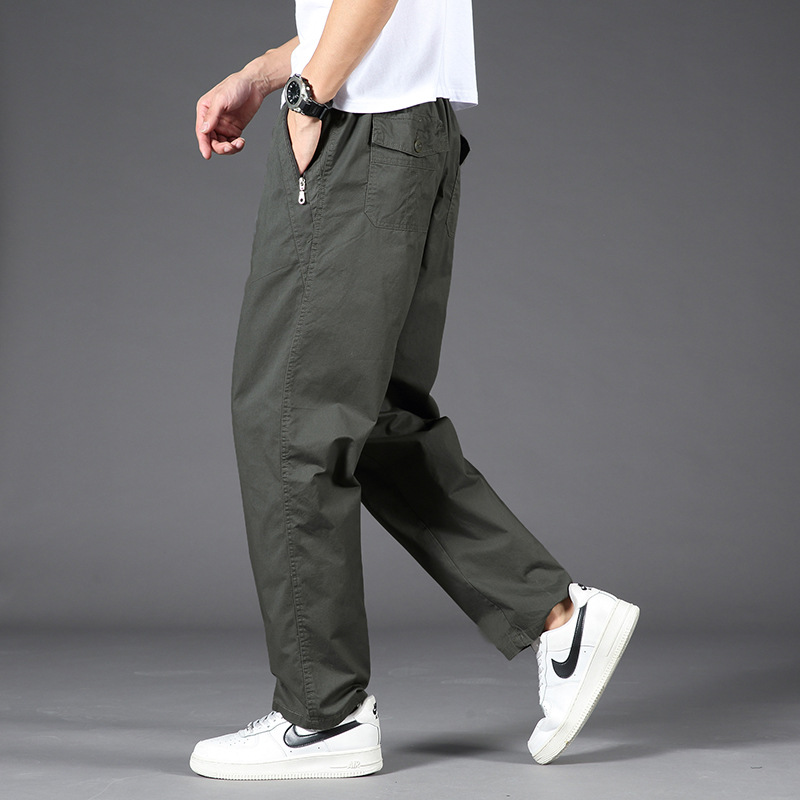 Pantalones de trabajo de algodón transfronterizo de hombre, pantalones largos casuales de piernas largas de primavera y verano delgados para hombres