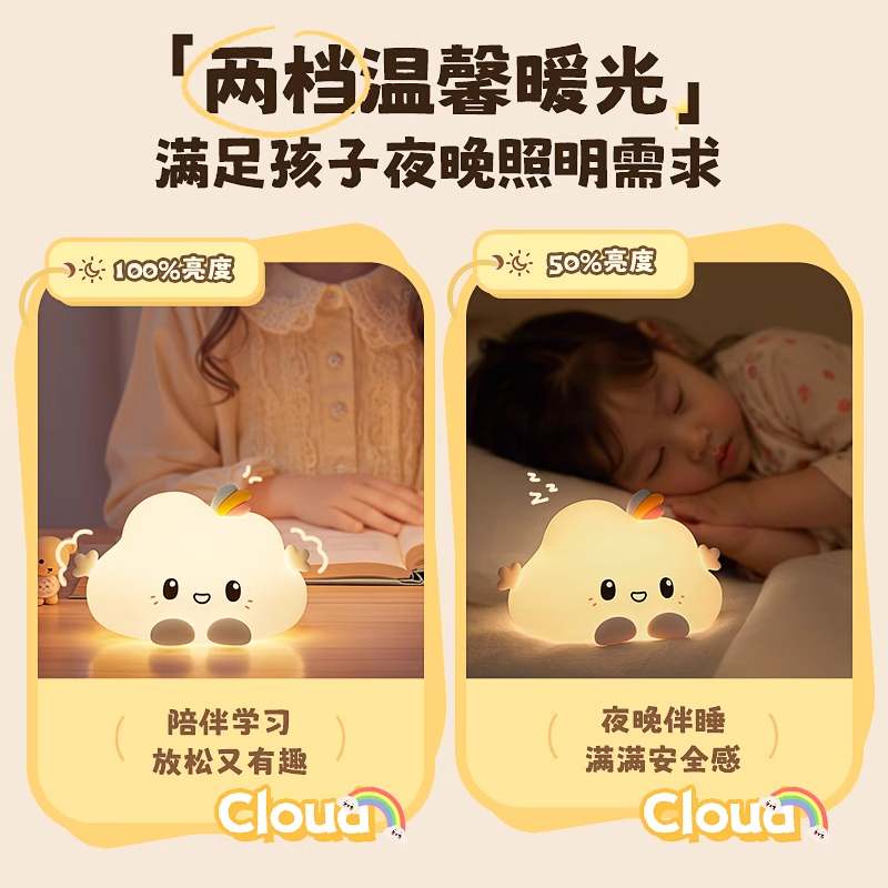 跨境爆款云朵小夜灯硅胶卧室拍拍灯氛围灯床头灯夜灯创意台灯灯|undefined