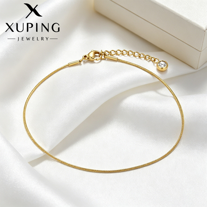 Xuping moda simple joyas de cadena de hueso de serpiente acero inoxidable personalidad inseng diaria fácil de montar accesorios de verano para mujeres