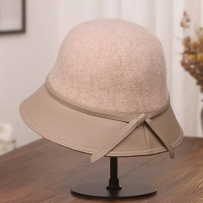 Elegant polyurethane knitted woolen demi-season fashionable hat with…