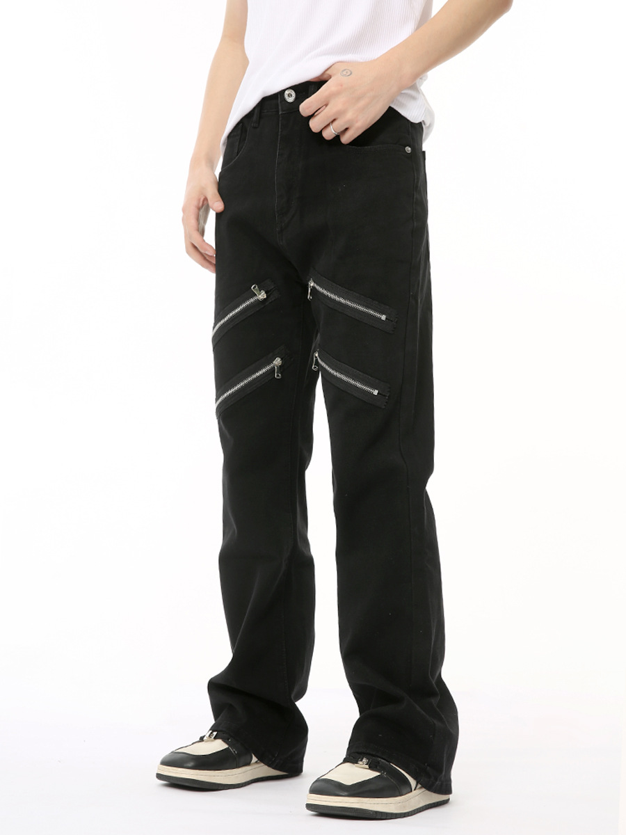 MTLCLOTHES Hombres| 2024 verano nuevos productos High Street empalme multi-cremallera pantalones delgados jeans