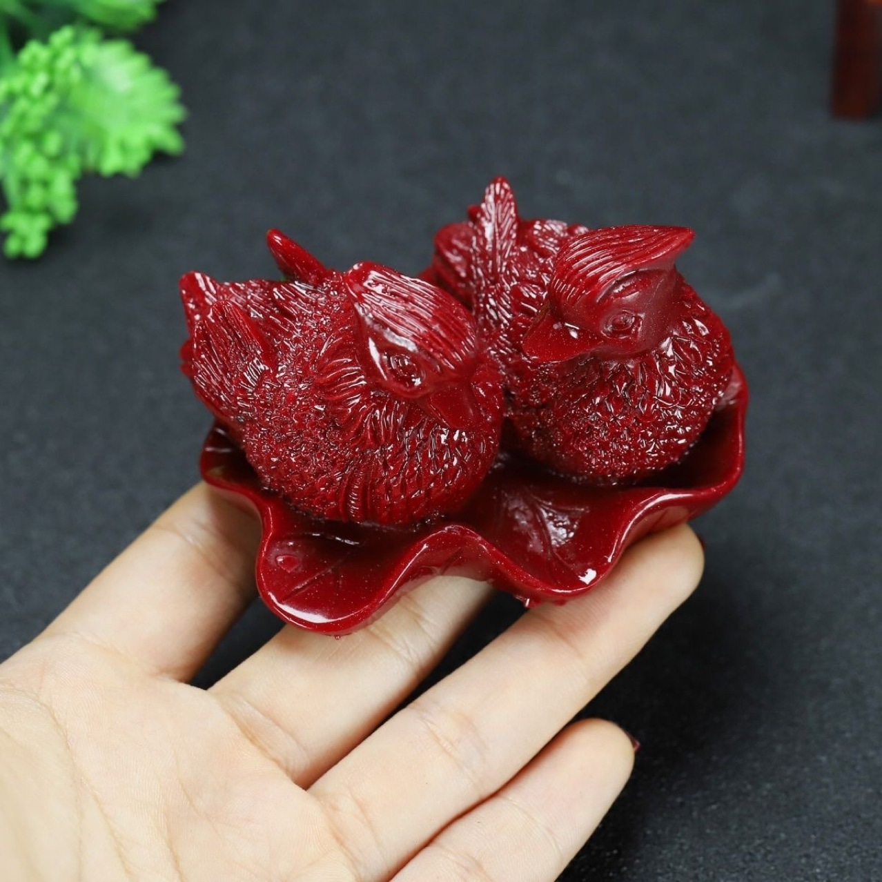Authentic Cinnabar Mandarin Duck Ornaments Marriage Peach Blossom Emotion Bedroom Decoration Bedside Wedding Decoration Centennial Good Fit Ornaments