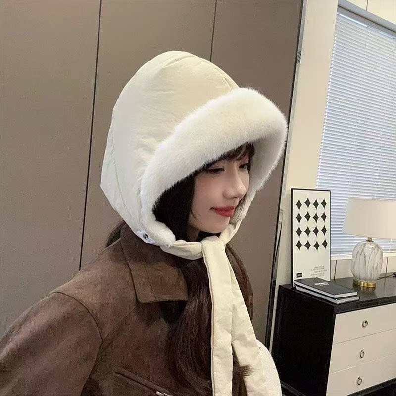 手工钩织毛线帽子女2025新款冬毛茸茸保暖显脸小针织帽筒子渔夫帽|undefined