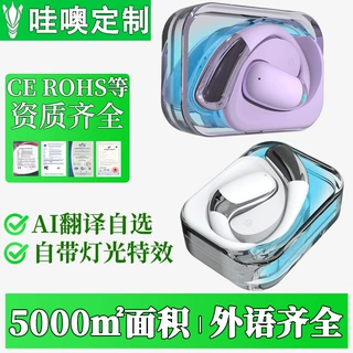 哇噢定制ai翻译无线耳机高品质2025新款透明挂耳式跨境蓝牙不入耳