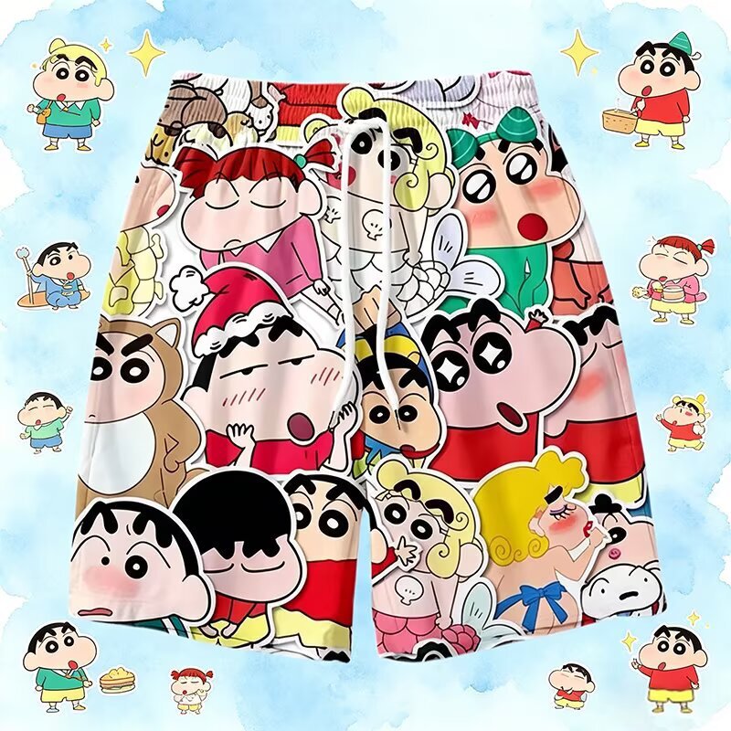 Crayon Shin-Chan Shorts, Summer Trendy Casual Pants, Comfortable Home Sleep Pants, Quick-Drying Couple Breathable Beach Pants