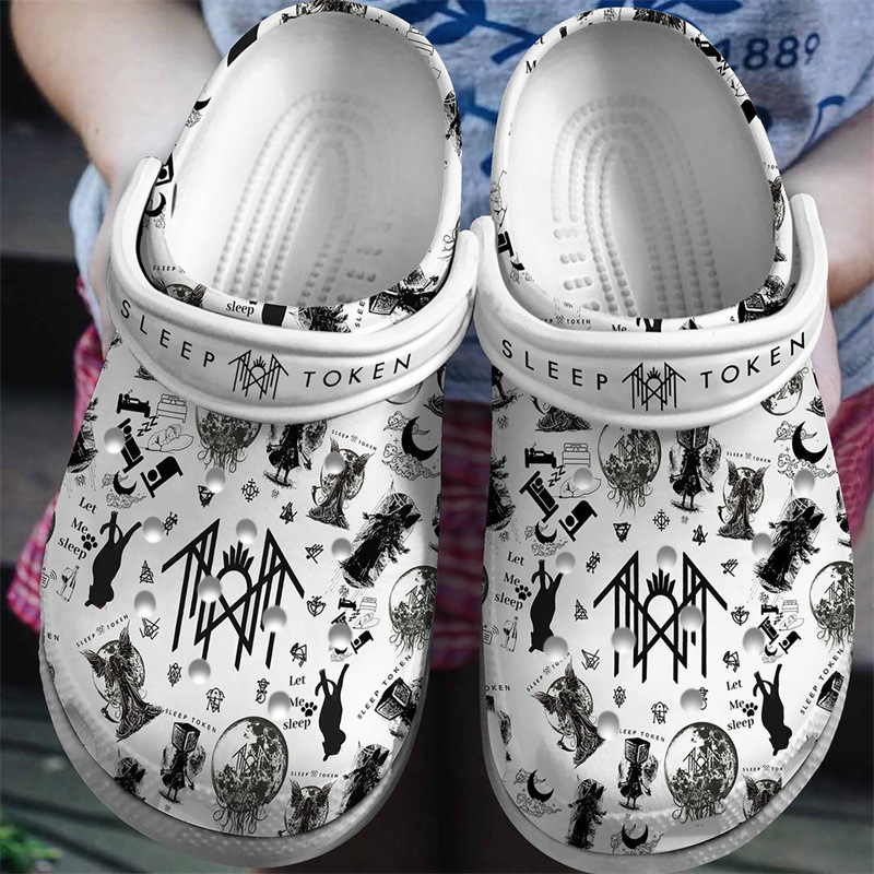 Cross Border One Piece Custom Full Print 3D Hole Shoes DIY Men and Women Beach Slippers Rock Band Printed Eva Slippers