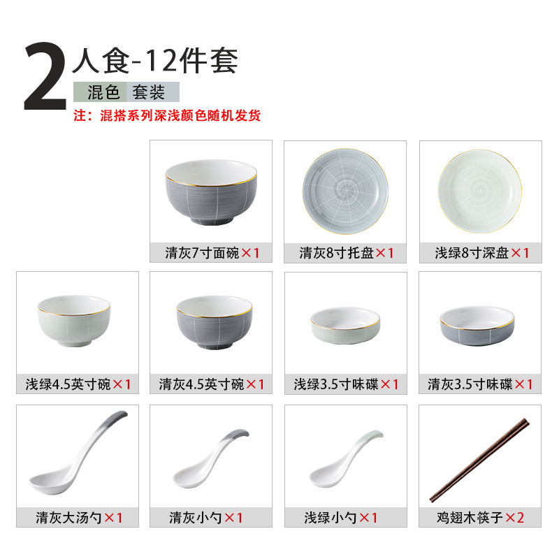 Shanensang tinta Nordic tazón y plato vajilla traje hogar plato de cerámica tazón de sopa y palillos plato de luz caja de regalo de estilo de lujo