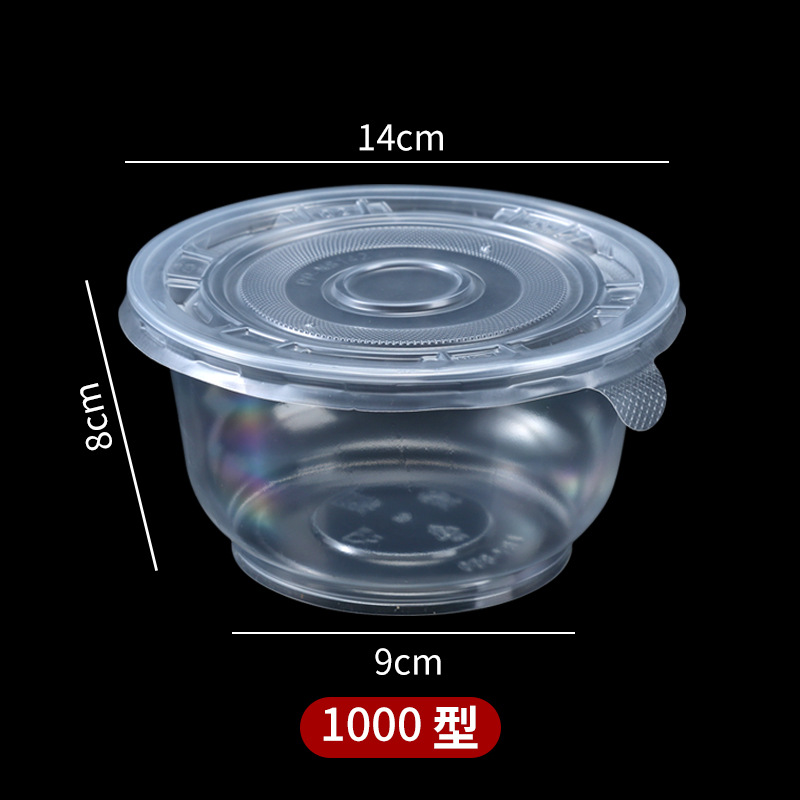 Bowl de plástico desechable para llevar con cubierta caja de comidas cubierta