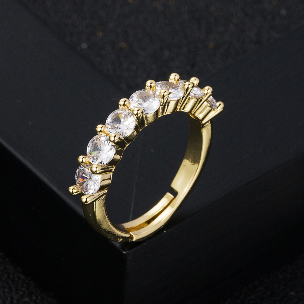 fashion copper goldplated microset zircon rainbow series hiphop ringpicture3