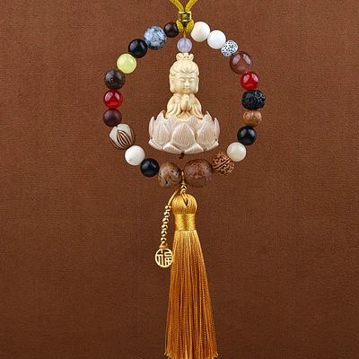 Car hanging – Interior Rearview Mirror Decoration Supplies - shibazi-guanyin-yellow
