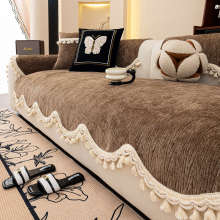 复古风简约雪尼尔沙发垫异形中古风坐垫单张防滑防猫抓套罩扶手巾