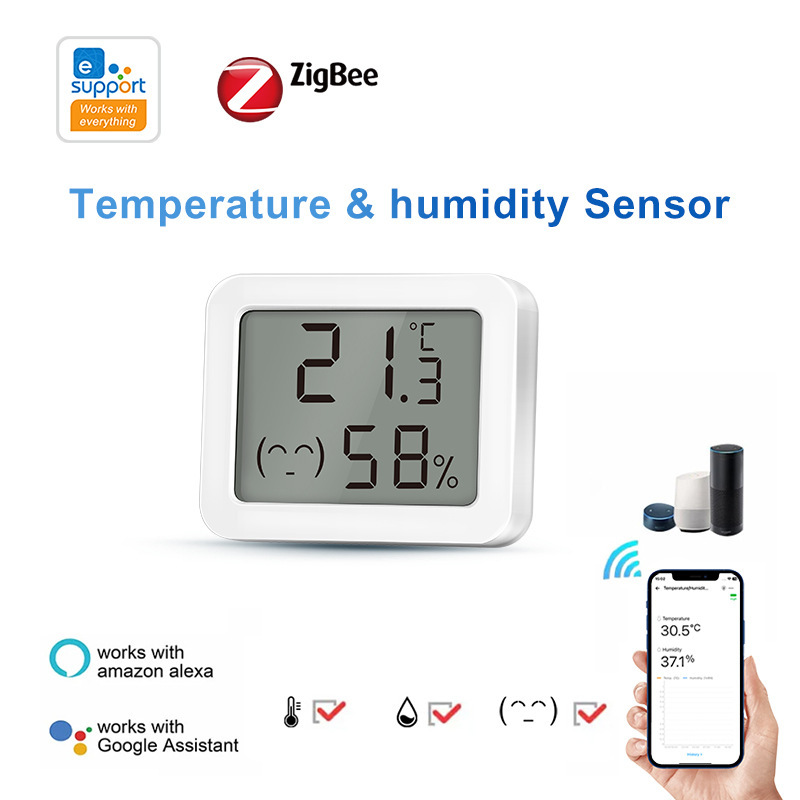 Ewelink Zigbee Led Mini Temperature and Humidity Detector with Screen Alice, Hue Direct Connection Cross-Border New Product