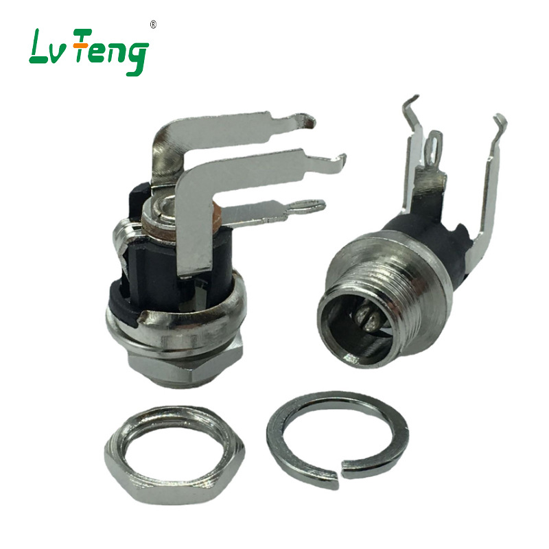 DC-025DM外径5.5*2.1/2.5带螺纹全铜绿丰电源插座防水帽DC母座