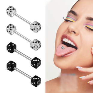 Ebay Amazon Factory Dice 316 Stainless Steel Tongue Studs Tongue Rings Body Piercing Jewelry High-End Stylish