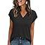 2026 Women Summer Casual V Neck Cap Sleeve Basic Tops_ecoleips.com