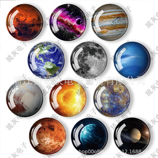 Crystal Glass Refrigerator Stickers Whiteboard Stickers Magnetic Planet Series Creative Travel Commemorative Company Gifts Cross-border Hot Sale