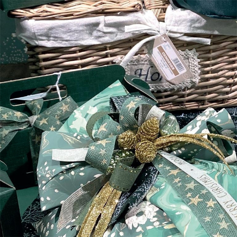 Amazon imitación de lino decoración de cinta de Navidad pentagonal hecha a mano DIY guirland arco embalaje de cinta