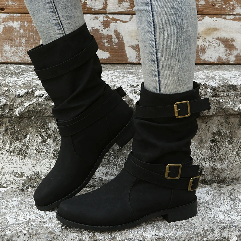 Demi-season boots, for import, mid-length, plus size