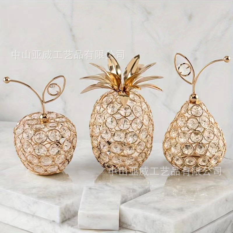 2 Artesanía de cristal creativa europea Apple Sydney Péndulo de decoración del hogar en forma de piña