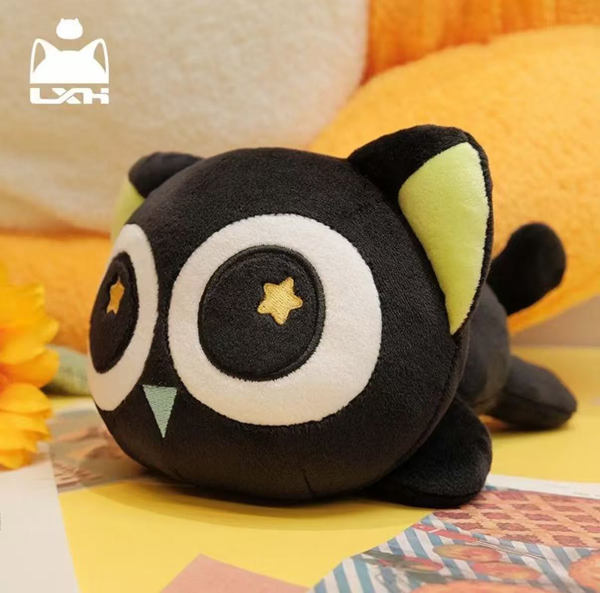 Luo Xiaohei's Story Plush Cat Pillow Toy, Big-Eyed Cat Doll, Cute Large Stuffed Toy, Wholesale