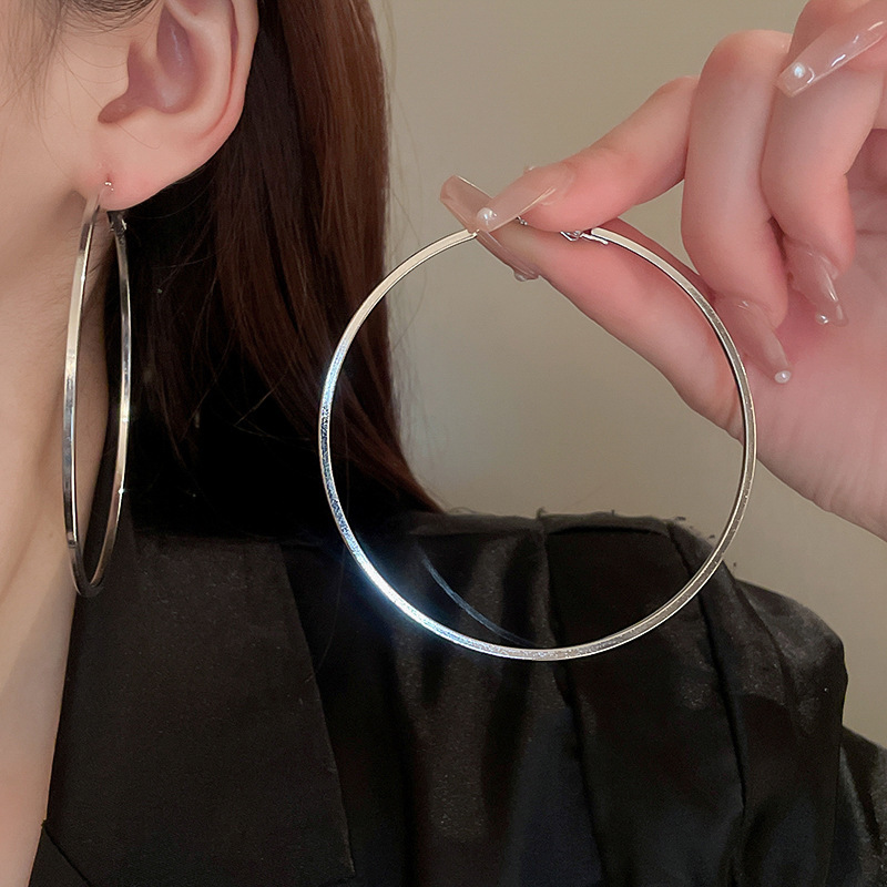 Pendientes ovalados simples de aguja de plata Pendientes de tendencia de personalidad transfronteriza europea y americana Pendientes de diseño de todo fósforo de nicho al por mayor