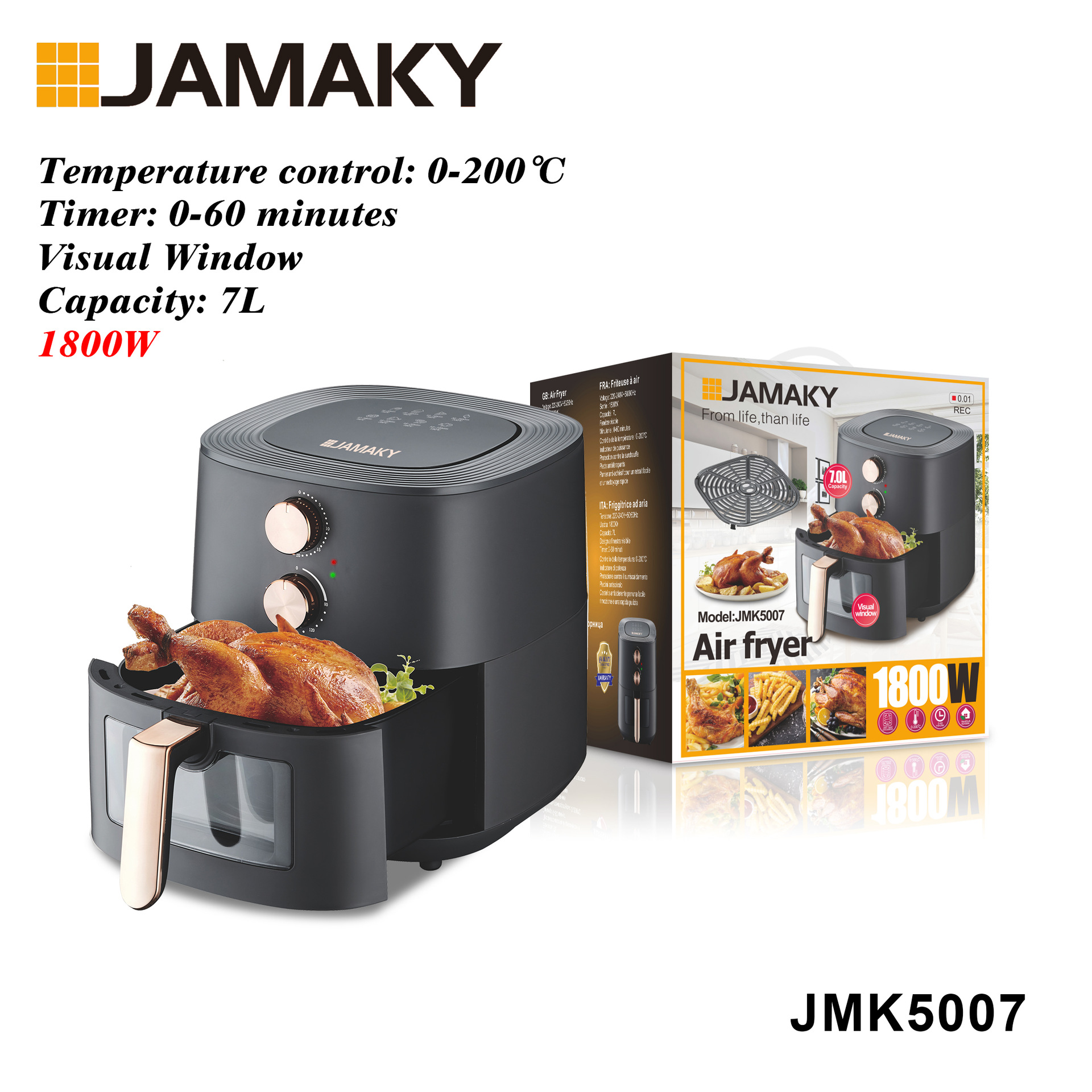 JAMAKY 空气炸锅家用可视化电烤箱大容量无油多功能全自动一体机