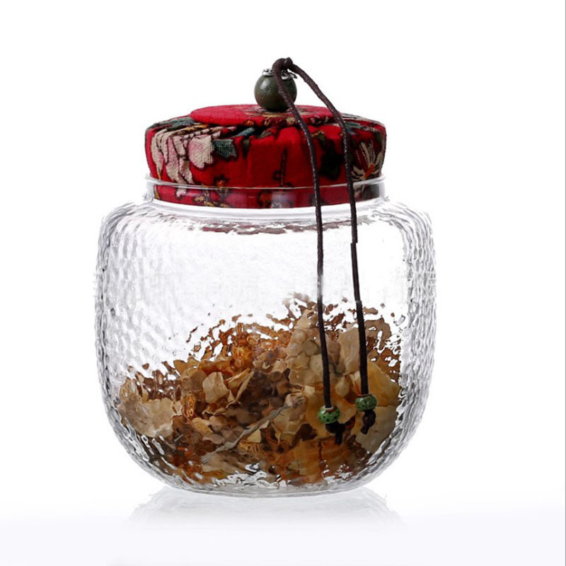 frutas secas bocadillos tanque de almacenamiento de vidrio tamaño sellado cubierta a prueba de humedad té sellado botella de vidrio botella