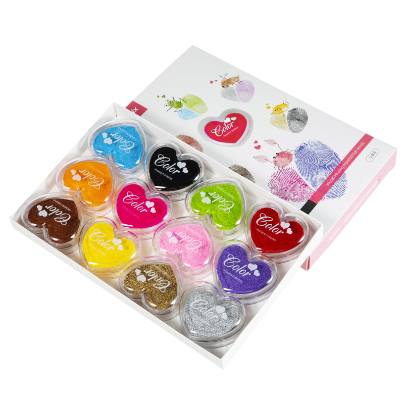 Colorful small heart-shaped candy color ink pad, rubber stamp carved ink pad, DIY stamp, HS12 color heart ink pad