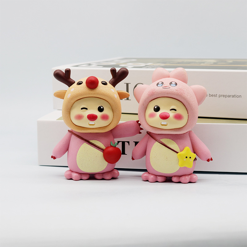 (2개) 한국 여행 버전 루비 블라인드 박스 주변 소녀 선물 귀여운 핑크 비버 인형 손으로 만든 장식품 선물