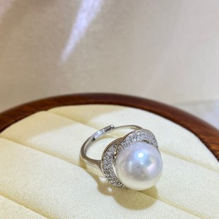 S925 Silver Clover Freshwater Pearl Ring Exquisite Accessible Luxury 11-12mm Freshwater Edison Pearl